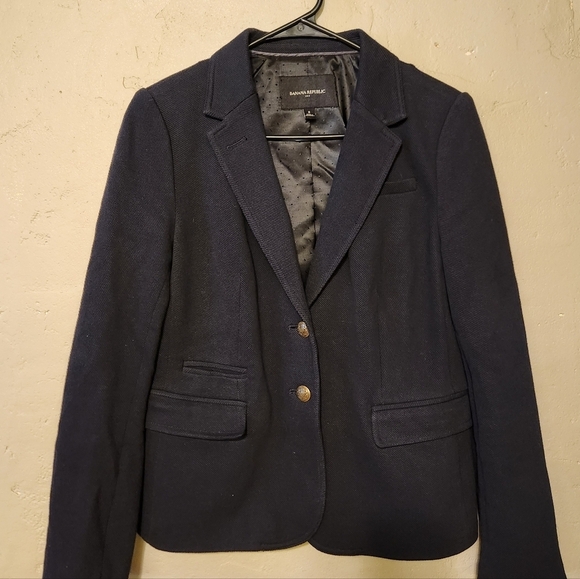 Banana Republic Jackets & Blazers - Banana Republic Women's Blazer Navy Texture Stretch Lined Work Jacket Size 8